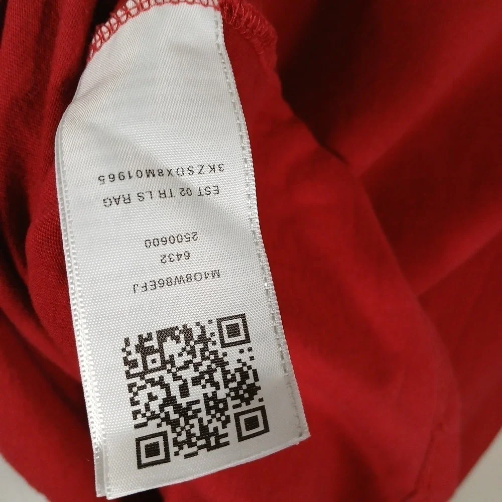 True Religion Raglan Shirt Logo Long Sleeve‎ Graphic Tee Men's Large Red Cotton